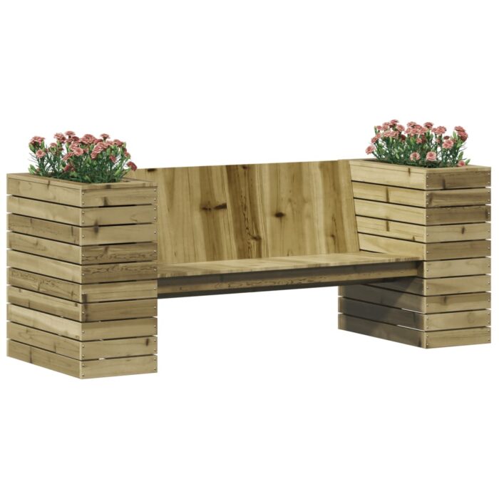 Banc avec jardinières 167,5x60x65 cm bois de pin imprégné – Image 2