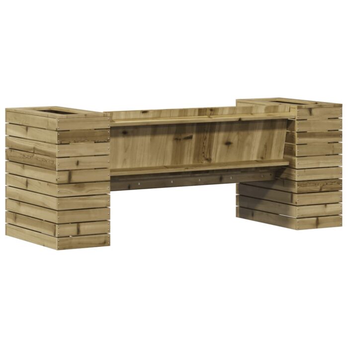Banc avec jardinières 167,5x60x65 cm bois de pin imprégné – Image 5