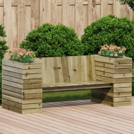 Banc avec jardinières 167,5x60x65 cm bois de pin imprégné