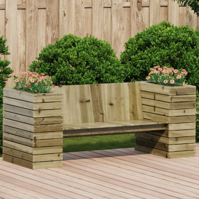 Banc avec jardinières 167,5x60x65 cm bois de pin imprégné – Image 1
