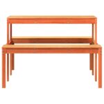 Table de pique-nique cire marron 110x134x75 cm bois massif pin – Image 2