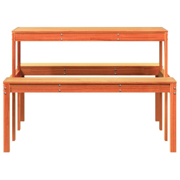 Table de pique-nique cire marron 110x134x75 cm bois massif pin – Image 2
