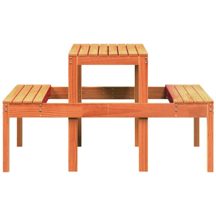 Table de pique-nique cire marron 110x134x75 cm bois massif pin – Image 3