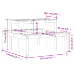 Table de pique-nique cire marron 110x134x75 cm bois massif pin – Image 7