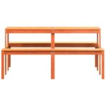 Table de pique-nique cire marron 160x134x75 cm bois massif pin – Image 2