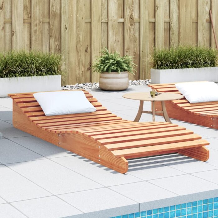 Chaise longue cire marron 205x80x31,5 cm bois massif de pin – Image 1