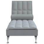Chaise longue de massage avec traversin gris clair tissu – Image 2