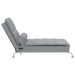 Chaise longue de massage avec traversin gris clair tissu – Image 3