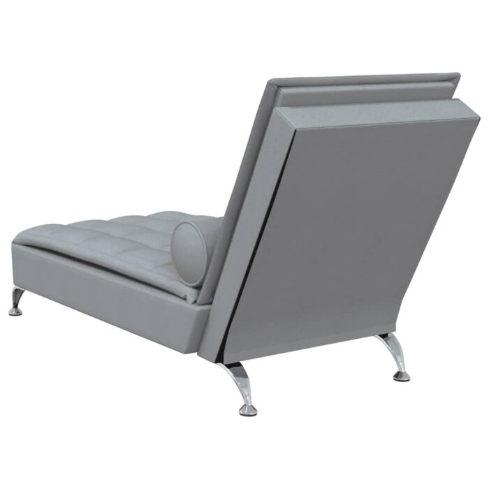 Chaise longue de massage avec traversin gris clair tissu – Image 4