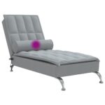 Chaise longue de massage avec traversin gris clair tissu – Image 5