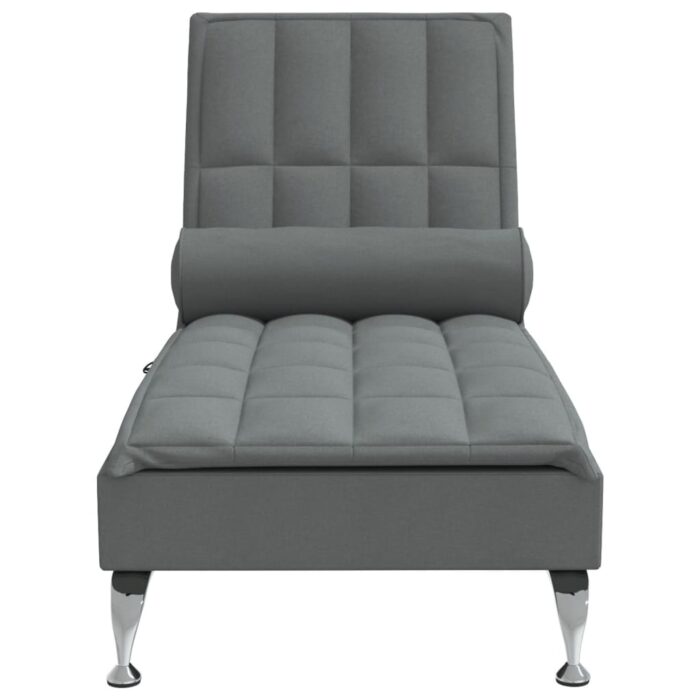 Chaise longue de massage avec traversin gris foncé tissu – Image 2