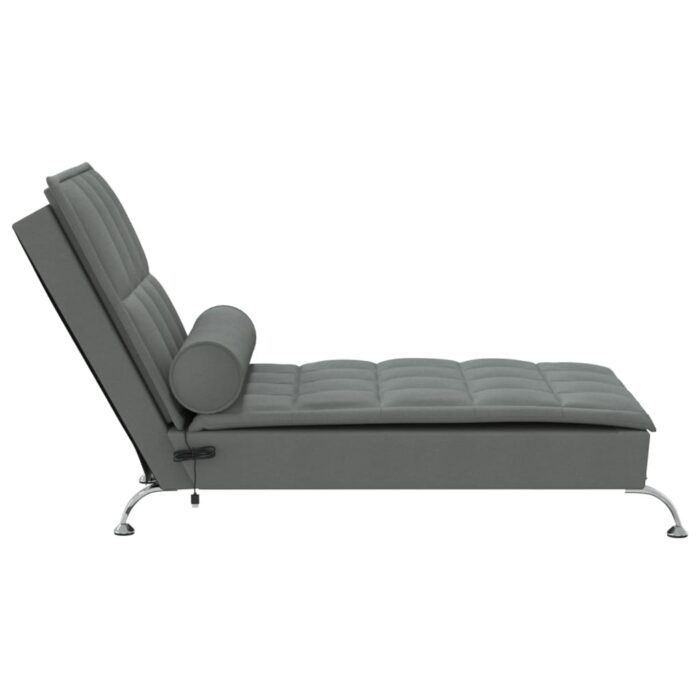 Chaise longue de massage avec traversin gris foncé tissu – Image 3
