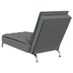 Chaise longue de massage avec traversin gris foncé tissu – Image 4
