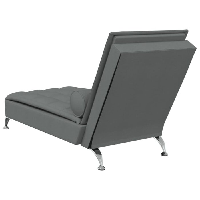 Chaise longue de massage avec traversin gris foncé tissu – Image 4