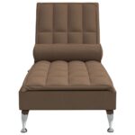 Chaise longue de massage avec traversin marron tissu – Image 2
