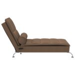 Chaise longue de massage avec traversin marron tissu – Image 3