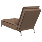 Chaise longue de massage avec traversin marron tissu – Image 4