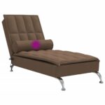Chaise longue de massage avec traversin marron tissu – Image 5
