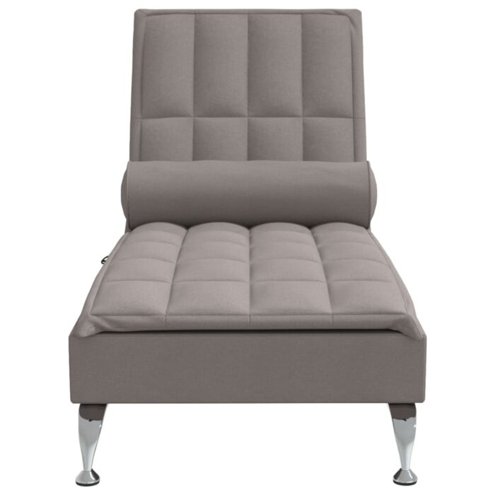 Chaise longue de massage avec traversin taupe tissu – Image 2