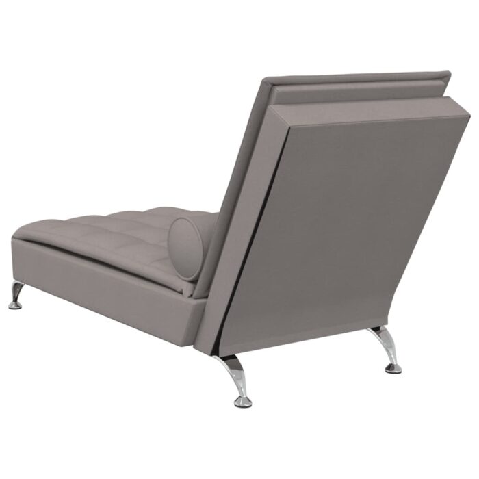 Chaise longue de massage avec traversin taupe tissu – Image 4