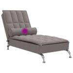 Chaise longue de massage avec traversin taupe tissu – Image 5