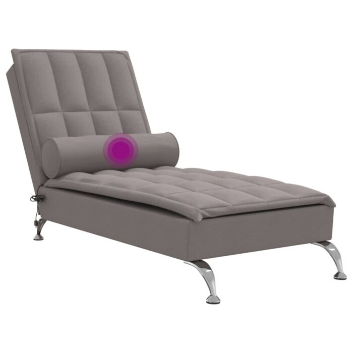 Chaise longue de massage avec traversin taupe tissu – Image 5