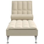 Chaise longue de massage avec traversin crème tissu – Image 2