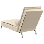 Chaise longue de massage avec traversin crème tissu – Image 4
