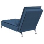 Chaise longue de massage avec traversin bleu tissu – Image 3