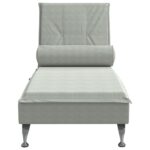 Chaise longue de massage avec traversin gris clair velours – Image 2