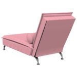 Chaise longue de massage avec traversin rose velours – Image 4