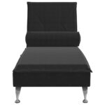Chaise longue de massage avec traversin noir velours – Image 2