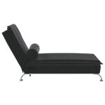 Chaise longue de massage avec traversin noir velours – Image 3