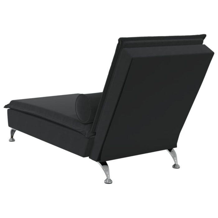Chaise longue de massage avec traversin noir velours – Image 4