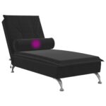 Chaise longue de massage avec traversin noir velours – Image 5