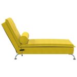 Chaise longue de massage avec traversin jaune velours – Image 3