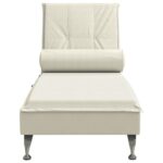 Chaise longue de massage avec traversin crème velours – Image 2