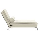 Chaise longue de massage avec traversin crème velours – Image 3