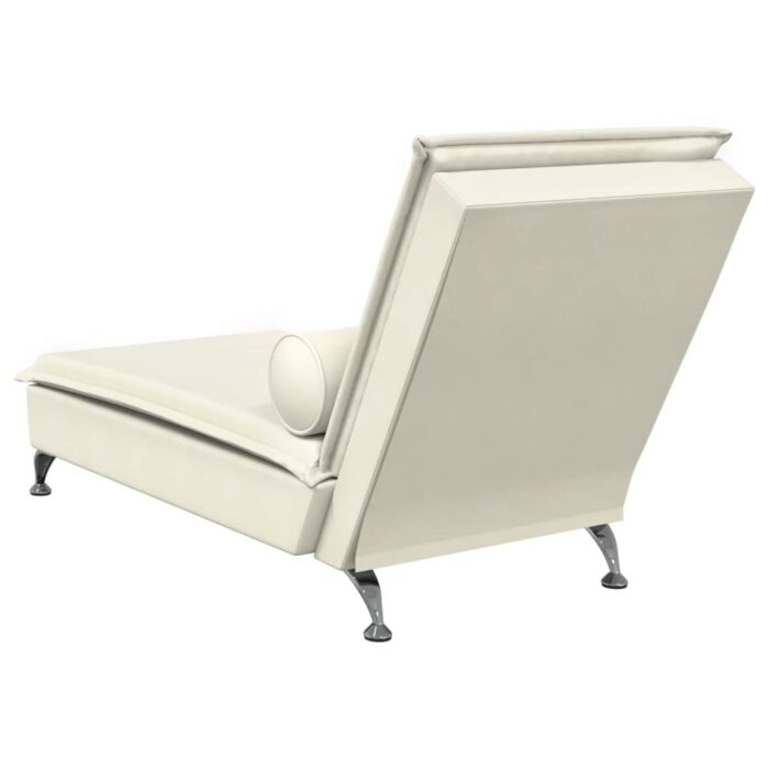 Chaise longue de massage avec traversin crème velours – Image 4