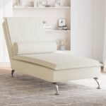Chaise longue de massage avec traversin crème velours