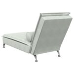 Chaise longue de massage avec traversin gris clair velours – Image 4