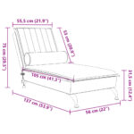 Chaise longue de massage avec traversin gris clair velours – Image 8