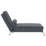 Chaise longue de massage avec traversin gris foncé velours – Image 3