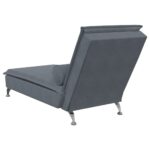 Chaise longue de massage avec traversin gris foncé velours – Image 4
