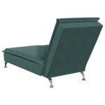 Chaise longue de massage avec traversin vert foncé velours – Image 4
