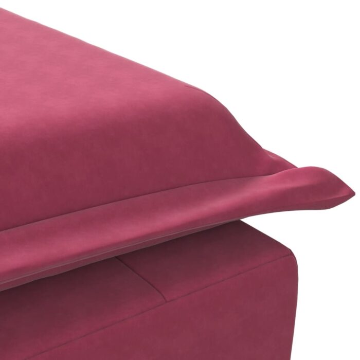 Chaise longue de massage avec traversin rouge bordeaux velours – Image 6