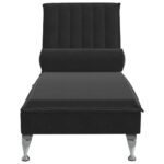 Chaise longue de massage avec traversin noir velours – Image 2