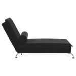 Chaise longue de massage avec traversin noir velours – Image 3