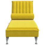 Chaise longue de massage avec traversin jaune velours – Image 2