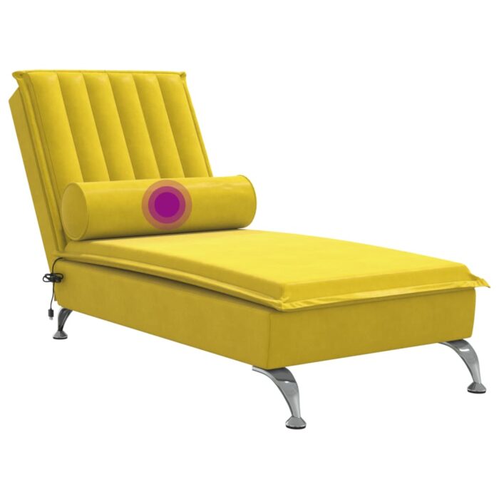 Chaise longue de massage avec traversin jaune velours – Image 5
